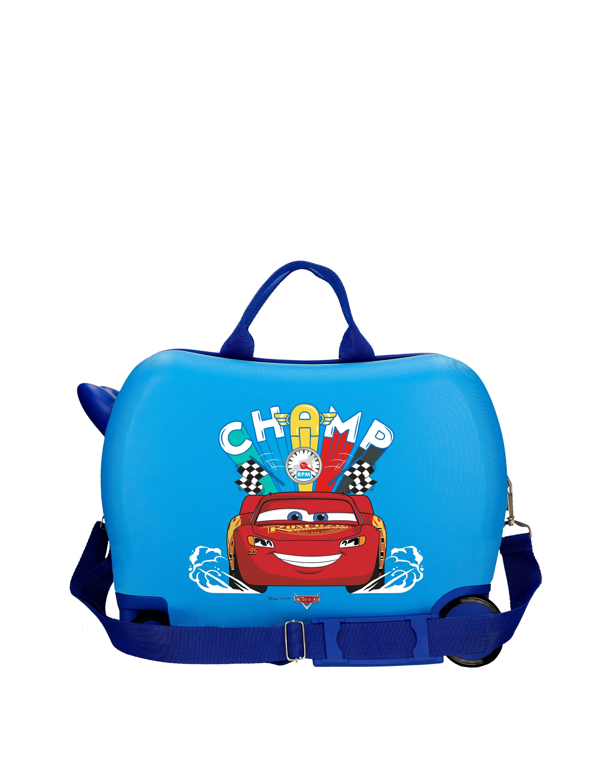 Maleta infantil 2 ruedas multidireccionales cars champ rígida con capacidad de 34l - Disney - Azul Azul-3
