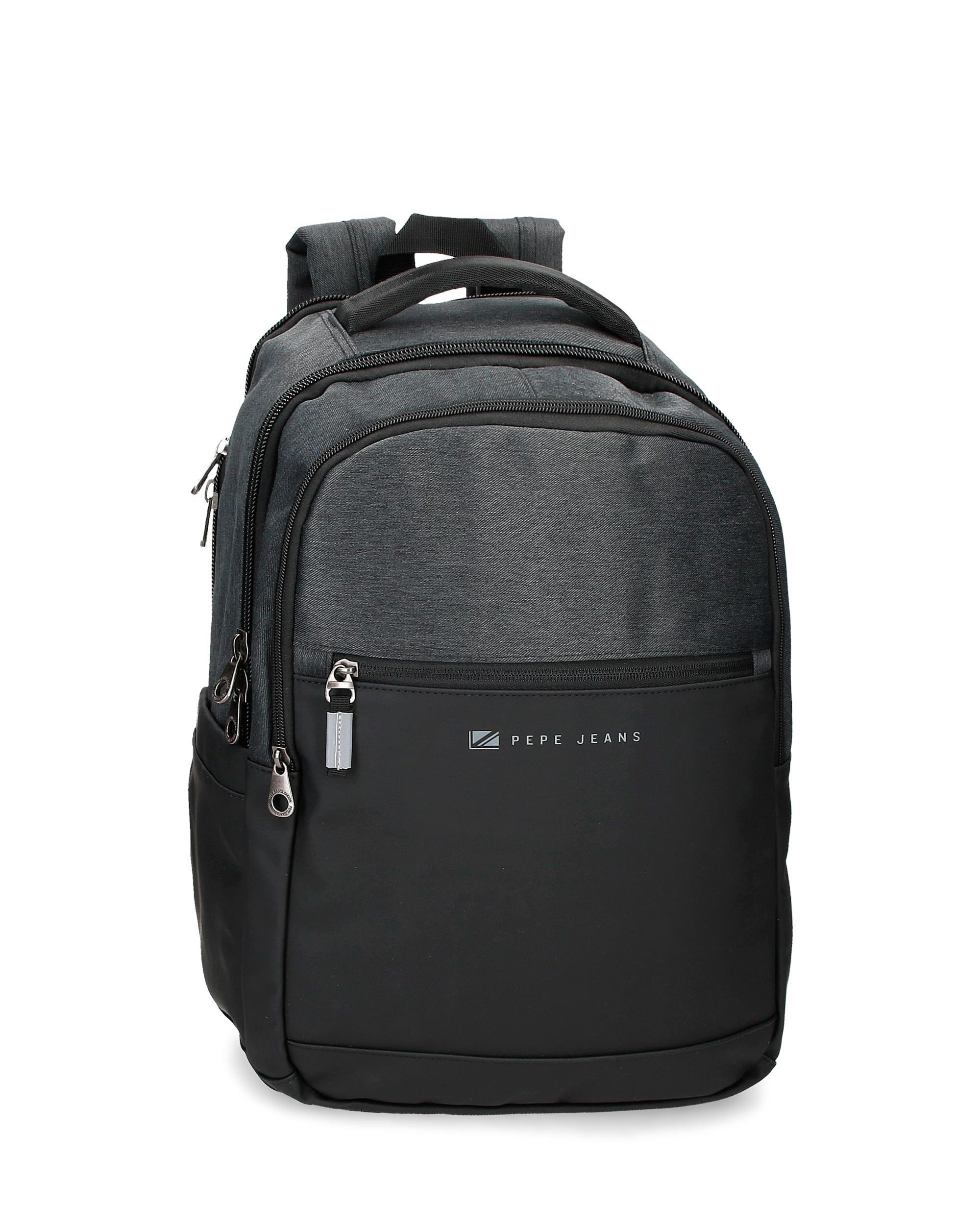 Pepe Jeans - Mochila de hombre pepe jeans jarvis negro tres compartimentos adaptable para portátil 15.6´´ y tablet.
