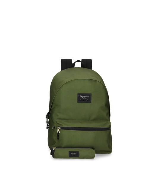 Imagen 0 de Mochila Pepe Jeans Aris + Estuche escolar verde oscuro