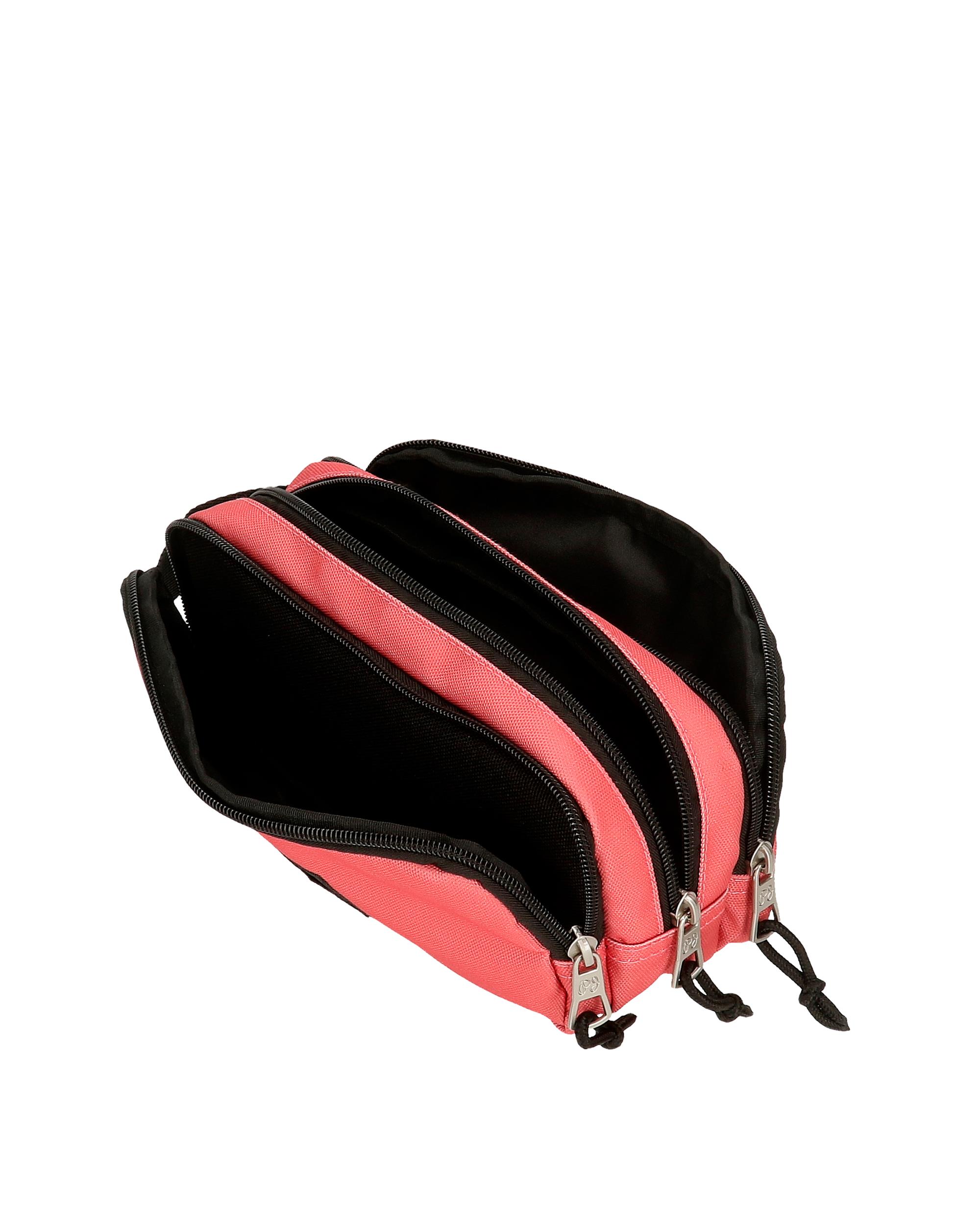 Estuche Pepe Jeans Aris Colorful tres compartimentos Coral Rosa-4