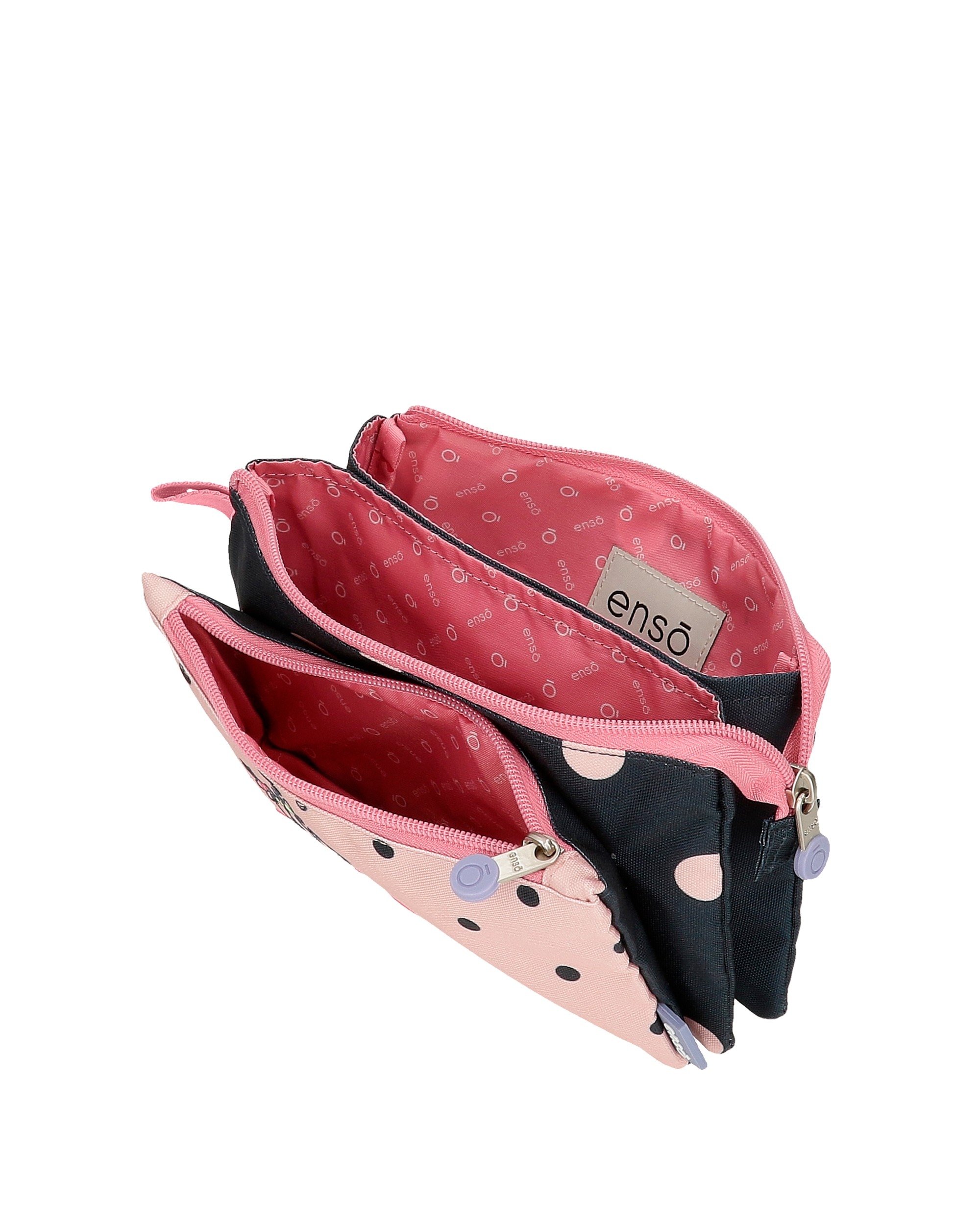 Estuche Enso Friends Together tres compartimentos con asa lateral Rosa-4