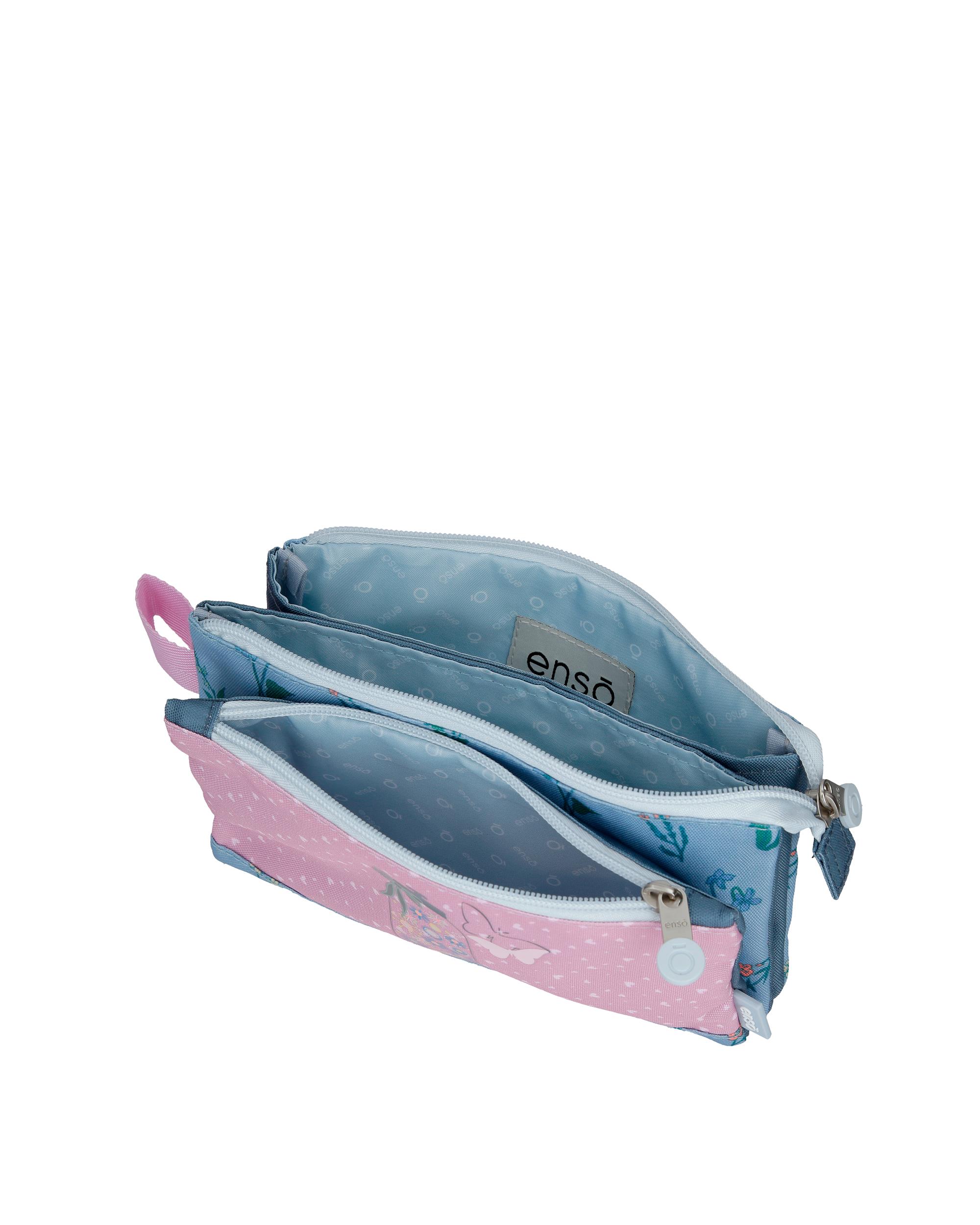 Estuche Enso Friends Together Tres Compartimentos con asa lateral Rosa-3