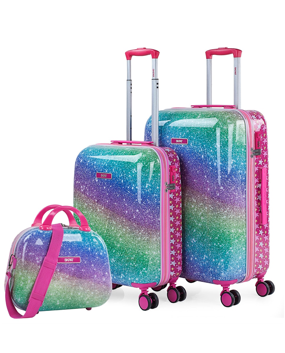 Imagen 0 de Juego de maletas (cabina, mediana y neceser) rígidas shine like star con capacidad 98,5 l Fucsia