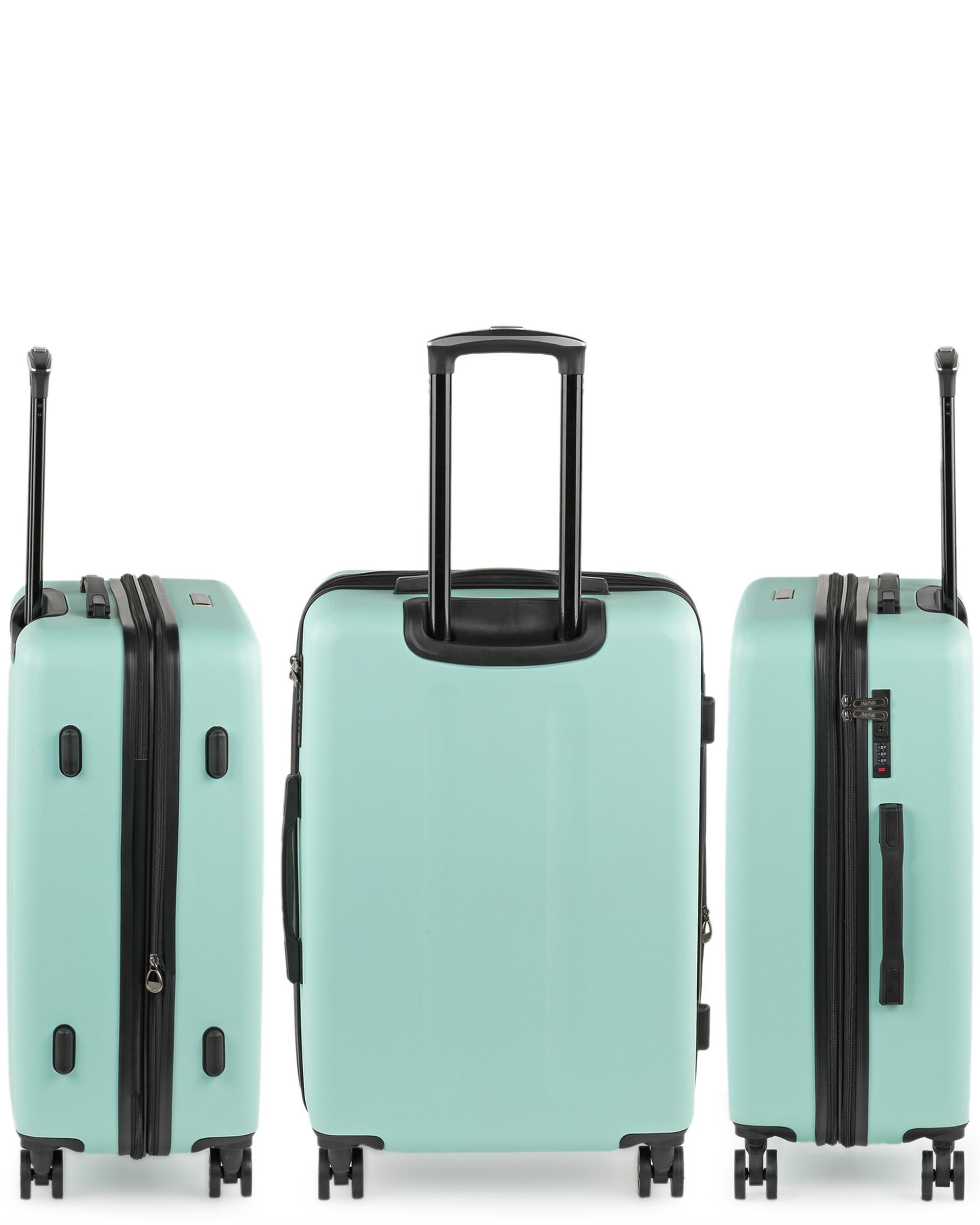Maleta mediana expandible Lisboa dura extensible con capacidad de 74 Litros - SKPAT - Gris oscuro Verde menta-3