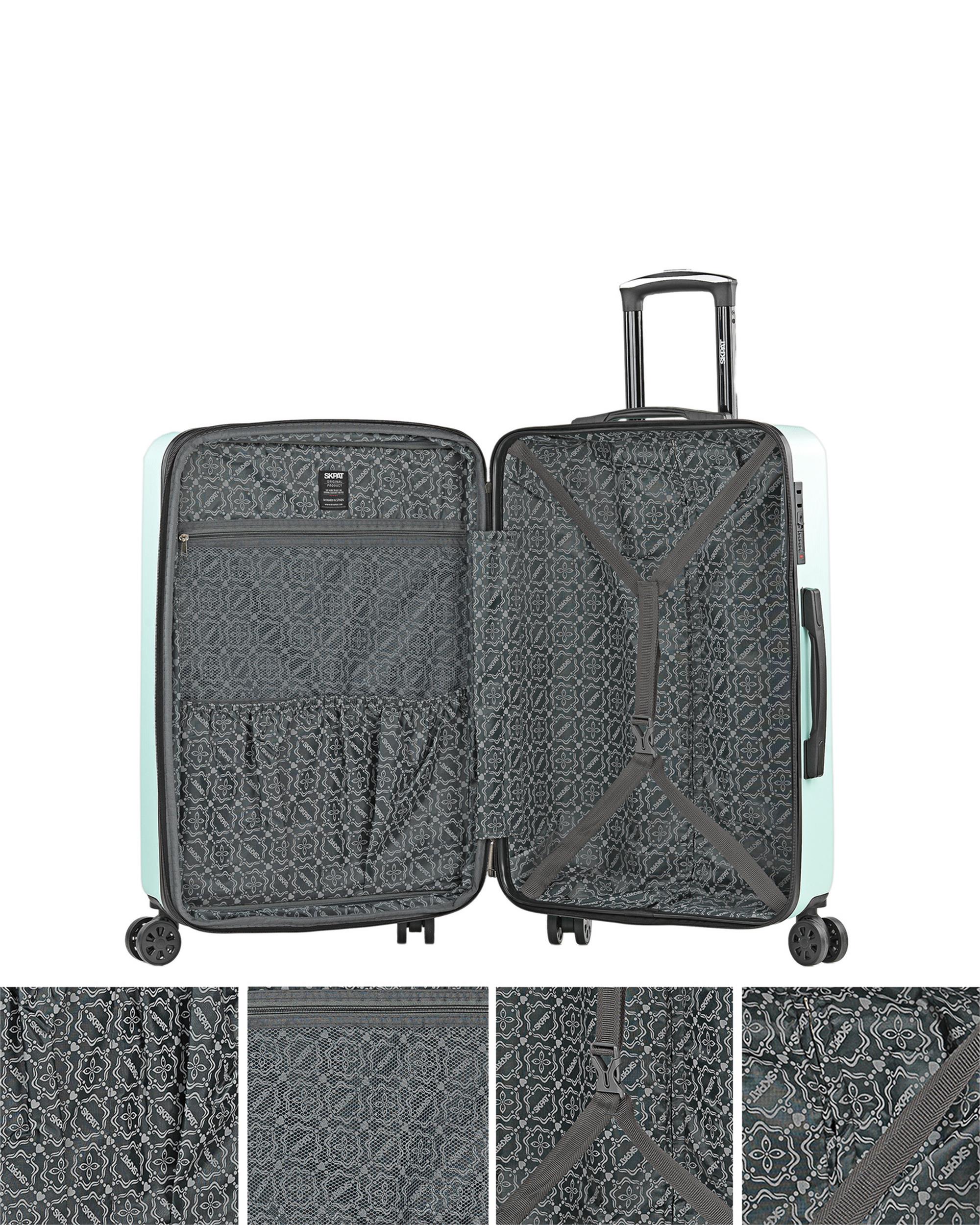 Maleta mediana expandible Lisboa dura extensible con capacidad de 74 Litros - SKPAT - Gris oscuro Verde menta-5