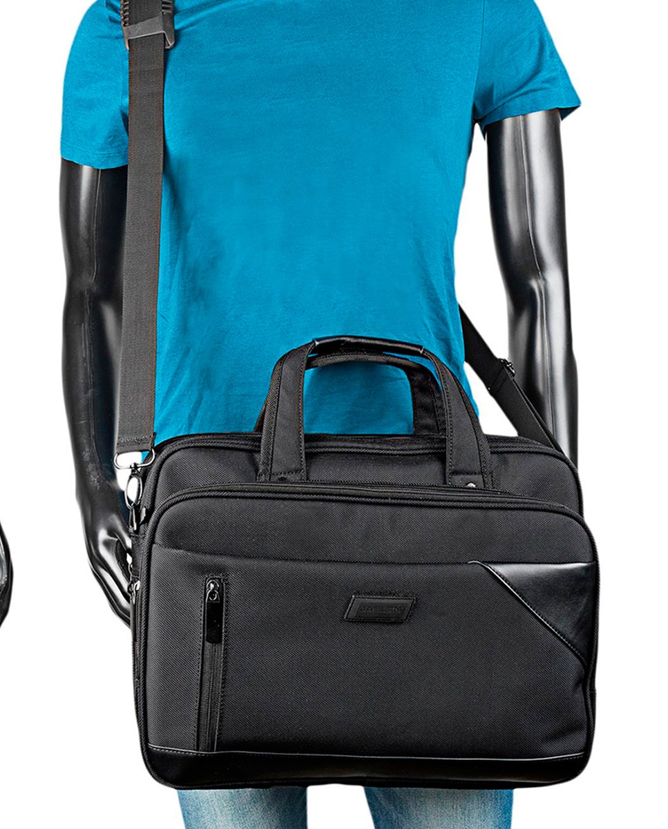 Imagen 2 de Bolsa maletín hombre en negro con asa bandolera para portatil de 15.6 p - Jaslen - Negro Negro