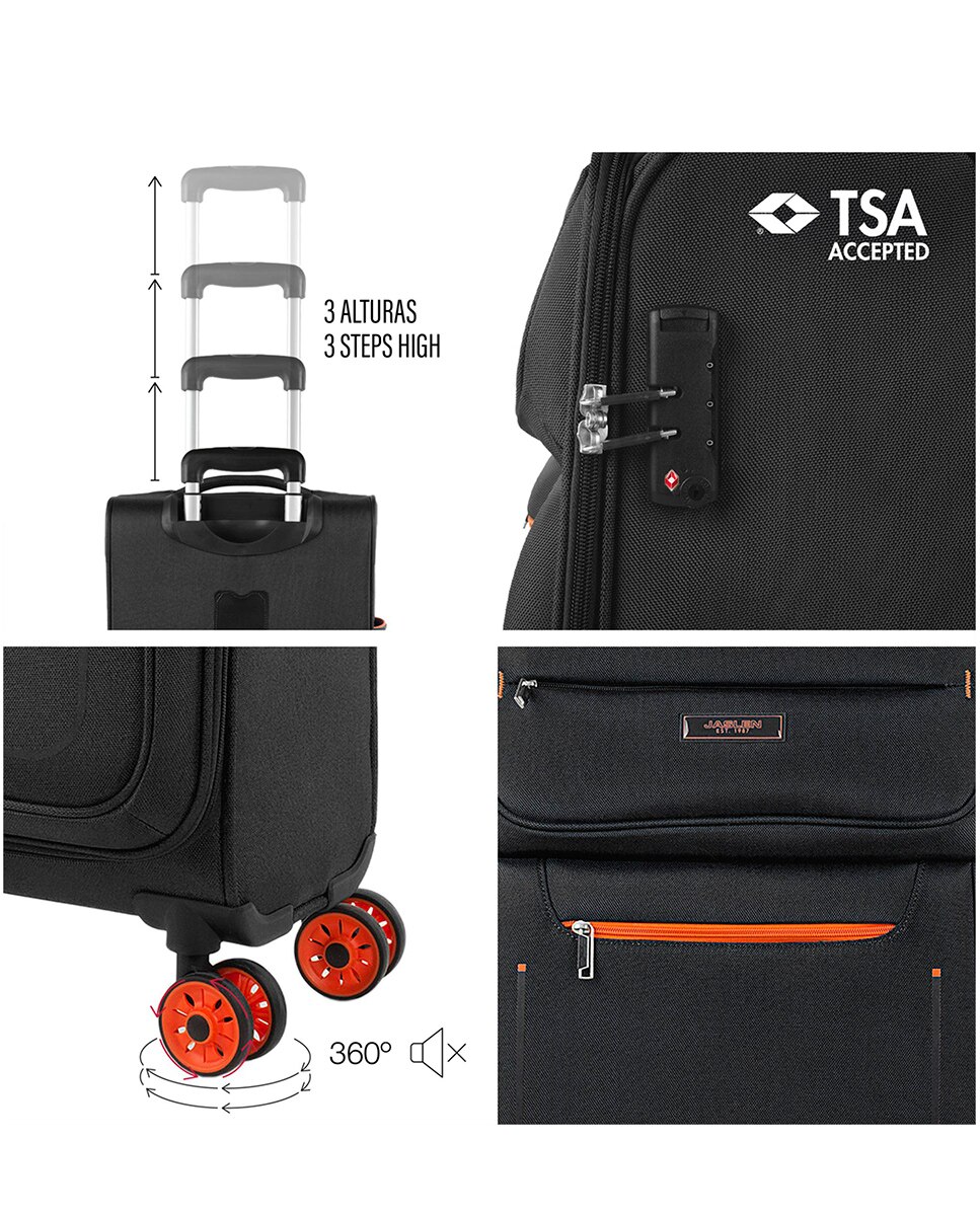 Maleta de cabina Colchester blanda con capacidad de 34L - Jaslen - Negro / Naranja Negro / Naranja-5