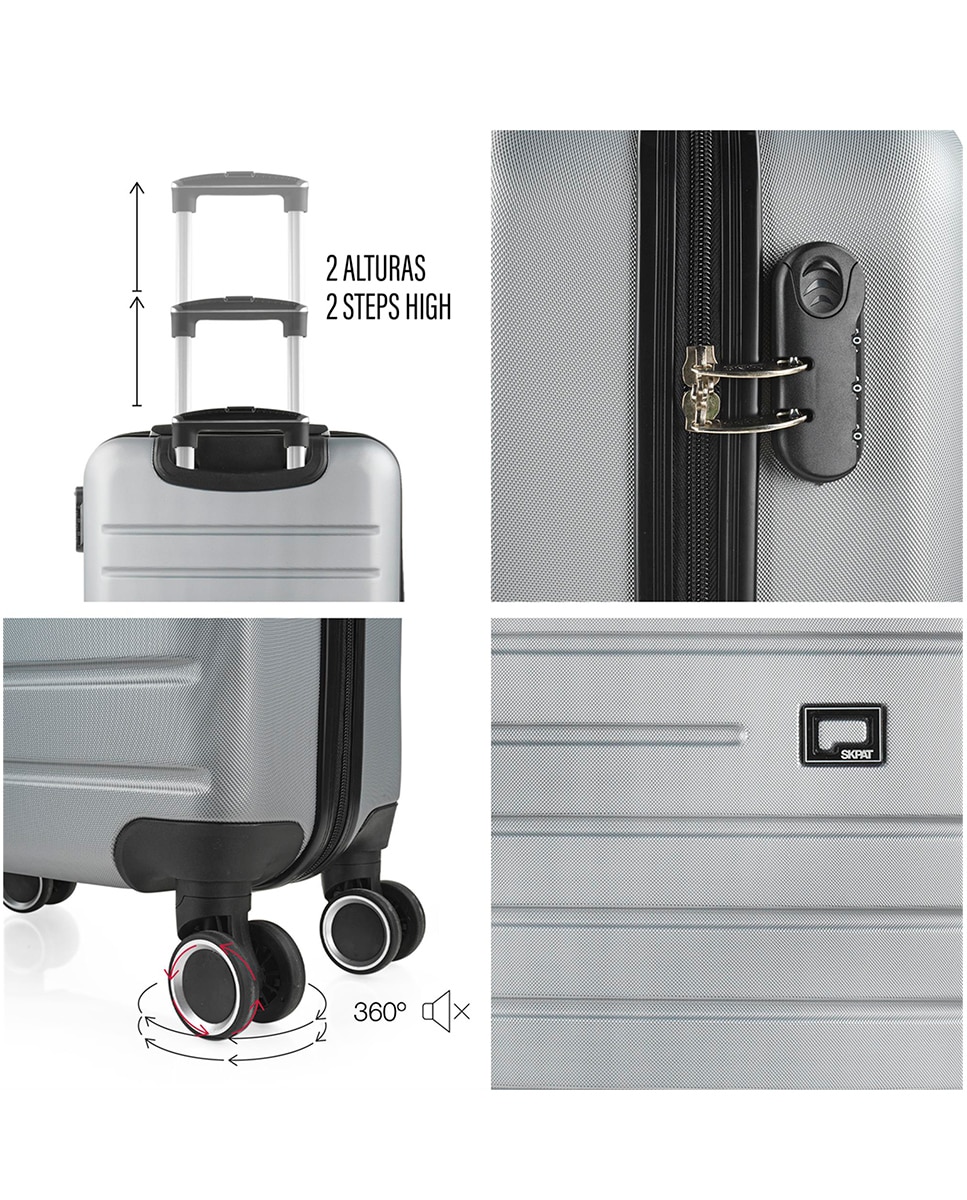 Maleta cabina Nantes rígida con capacidad 35 L - SKPAT - Plata Plata-5