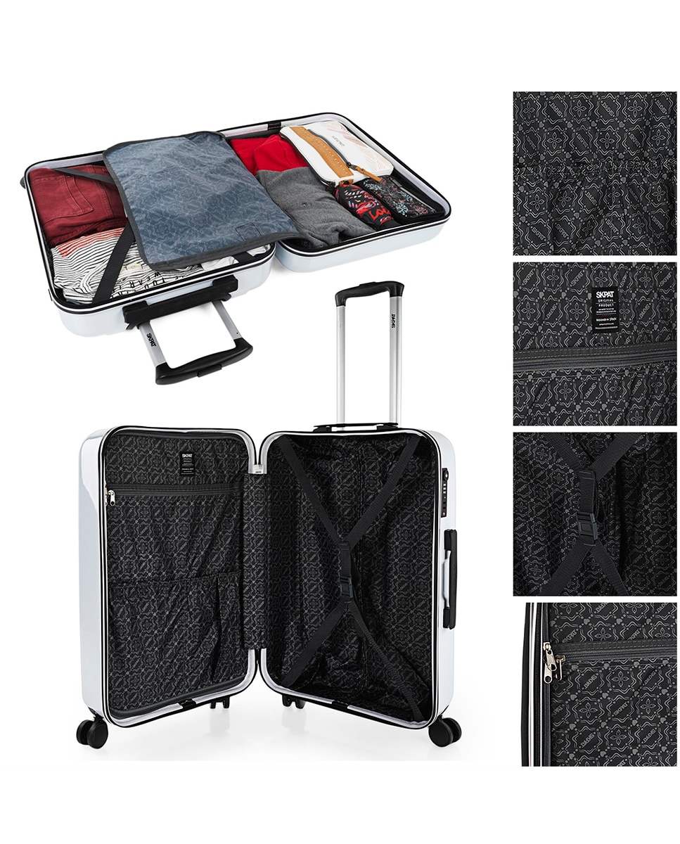 Juego de Maletas Mediana y neceser rígidas Niza con capacidad de 67,5 L - SKPAT - Negro brillante Negro brillante-3