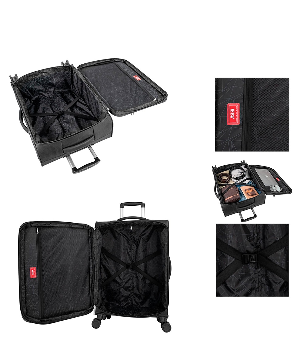 Maleta mediana bradford semi-rígida con capacidad de 58 l - Jaslen - Negro Negro-4