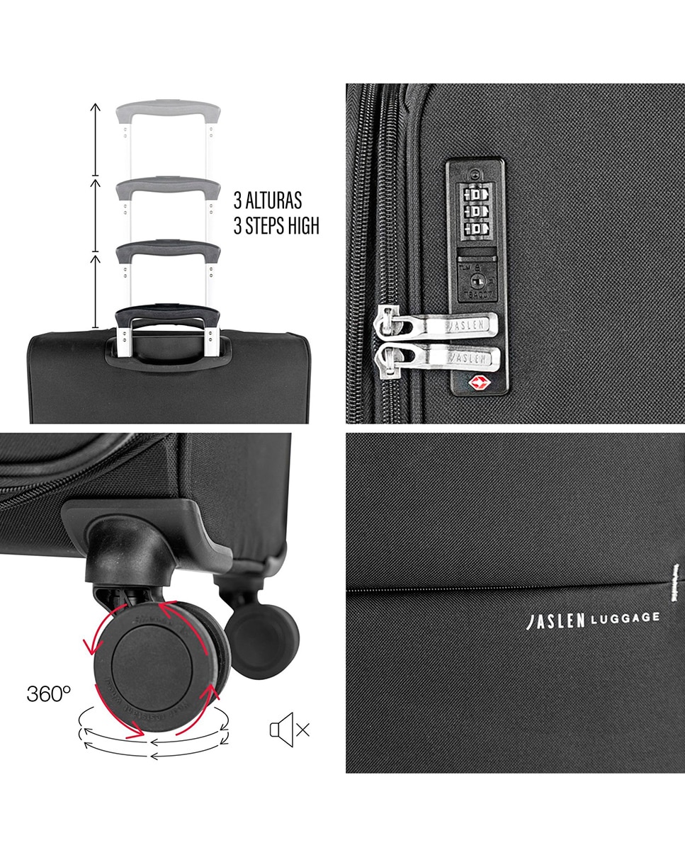 Maleta mediana bradford semi-rígida con capacidad de 58 l - Jaslen - Negro Negro-5