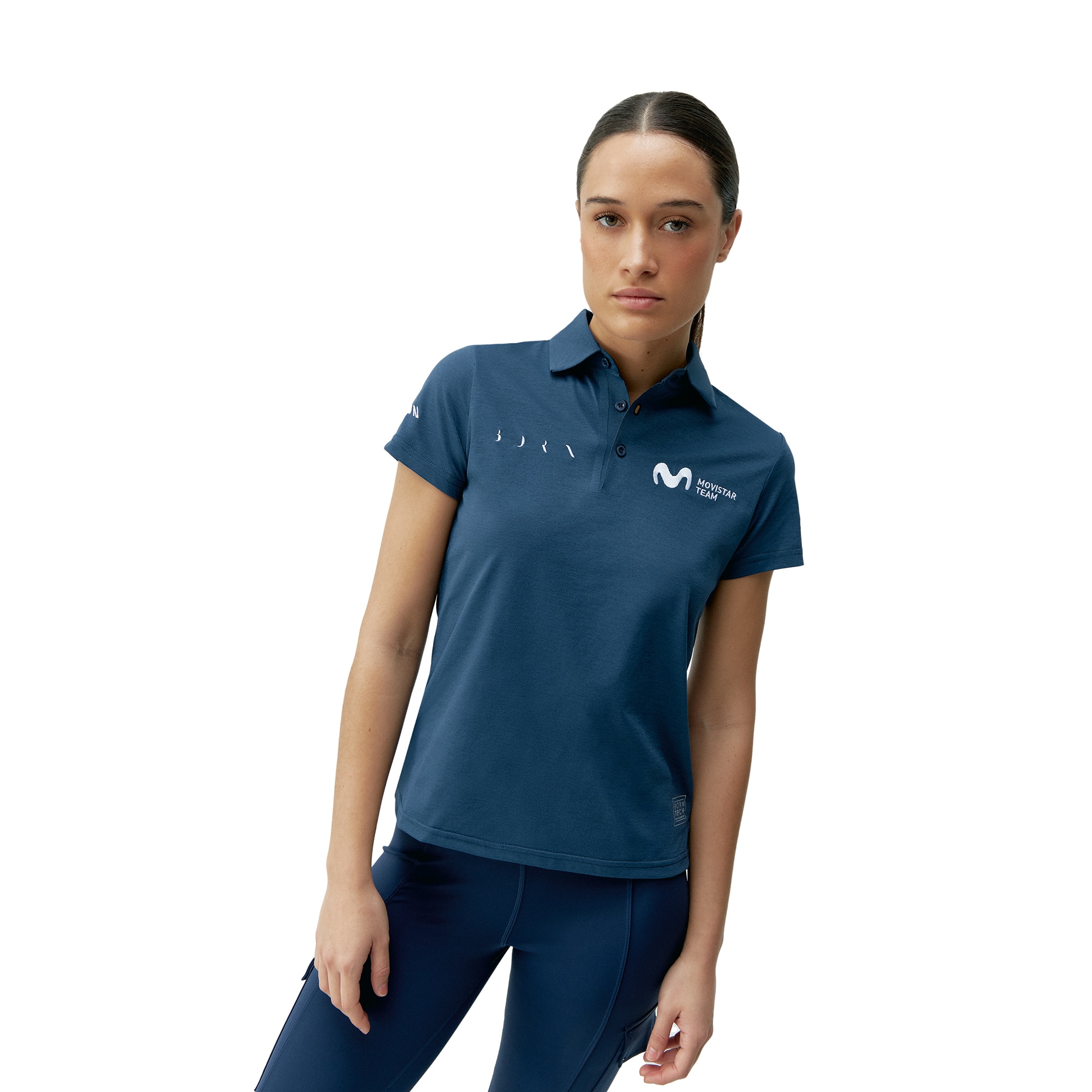 Born Polo de mujer Movistar Living Yoga Azul marino