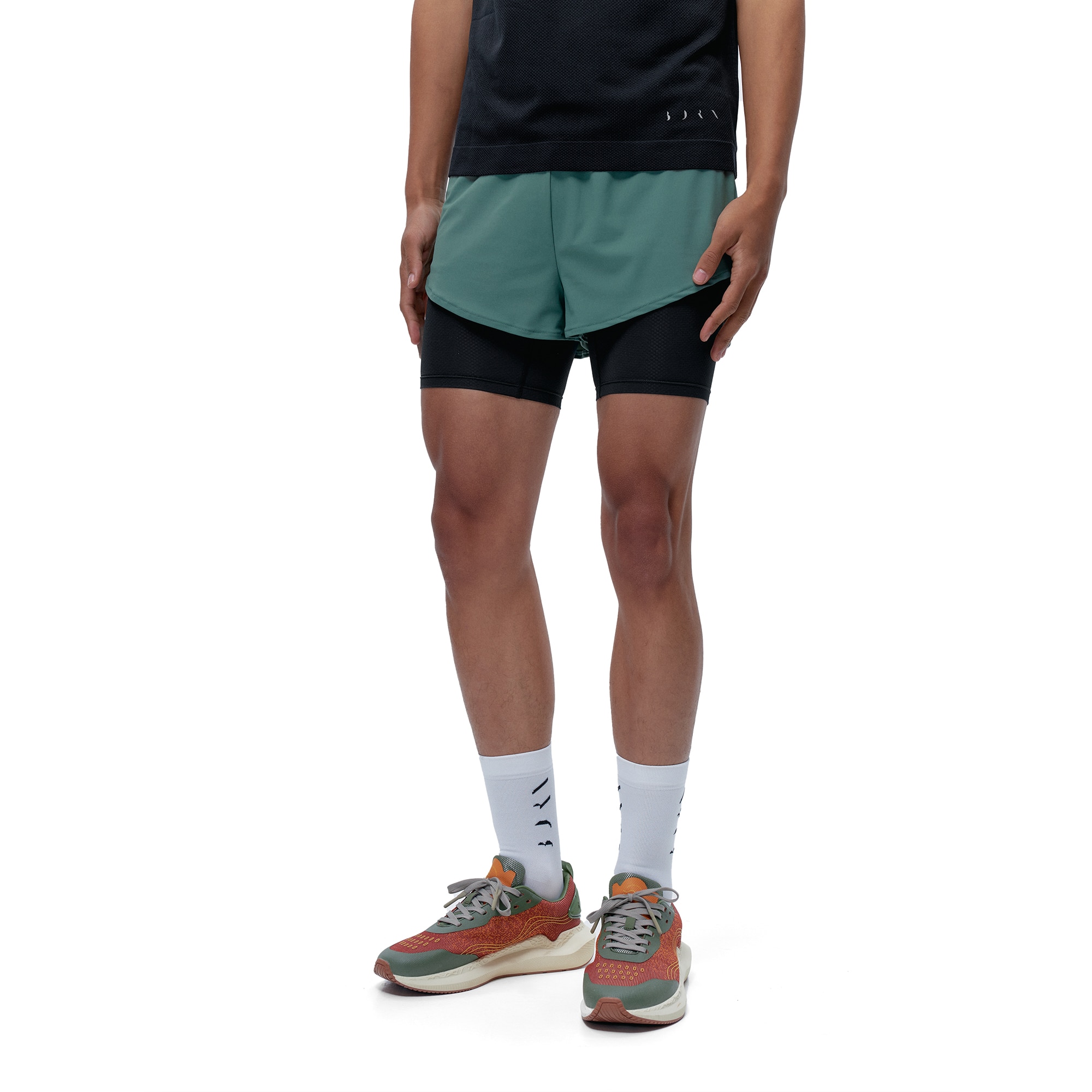 Pantalón corto de hombre Ontario Born Living Yoga - Negro / Verde Negro / Verde-1