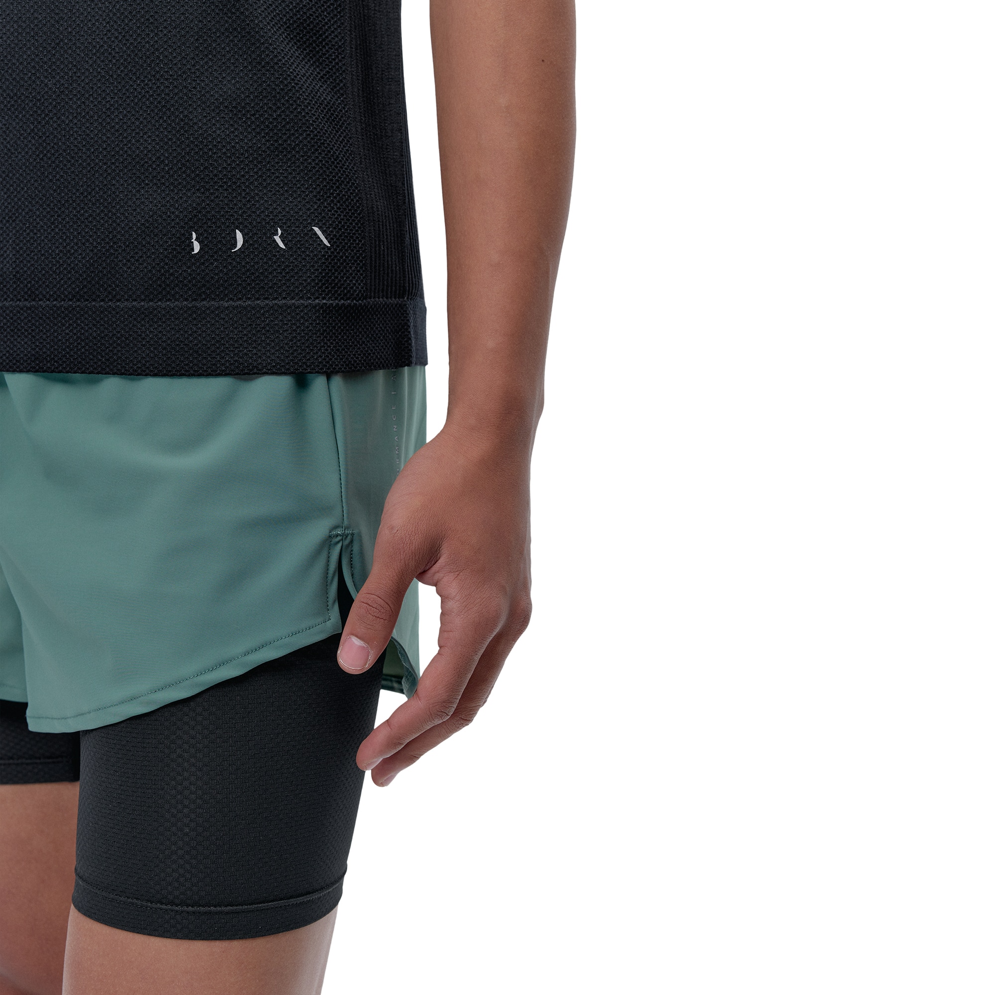 Pantalón corto de hombre Ontario Born Living Yoga - Negro / Verde Negro / Verde-3