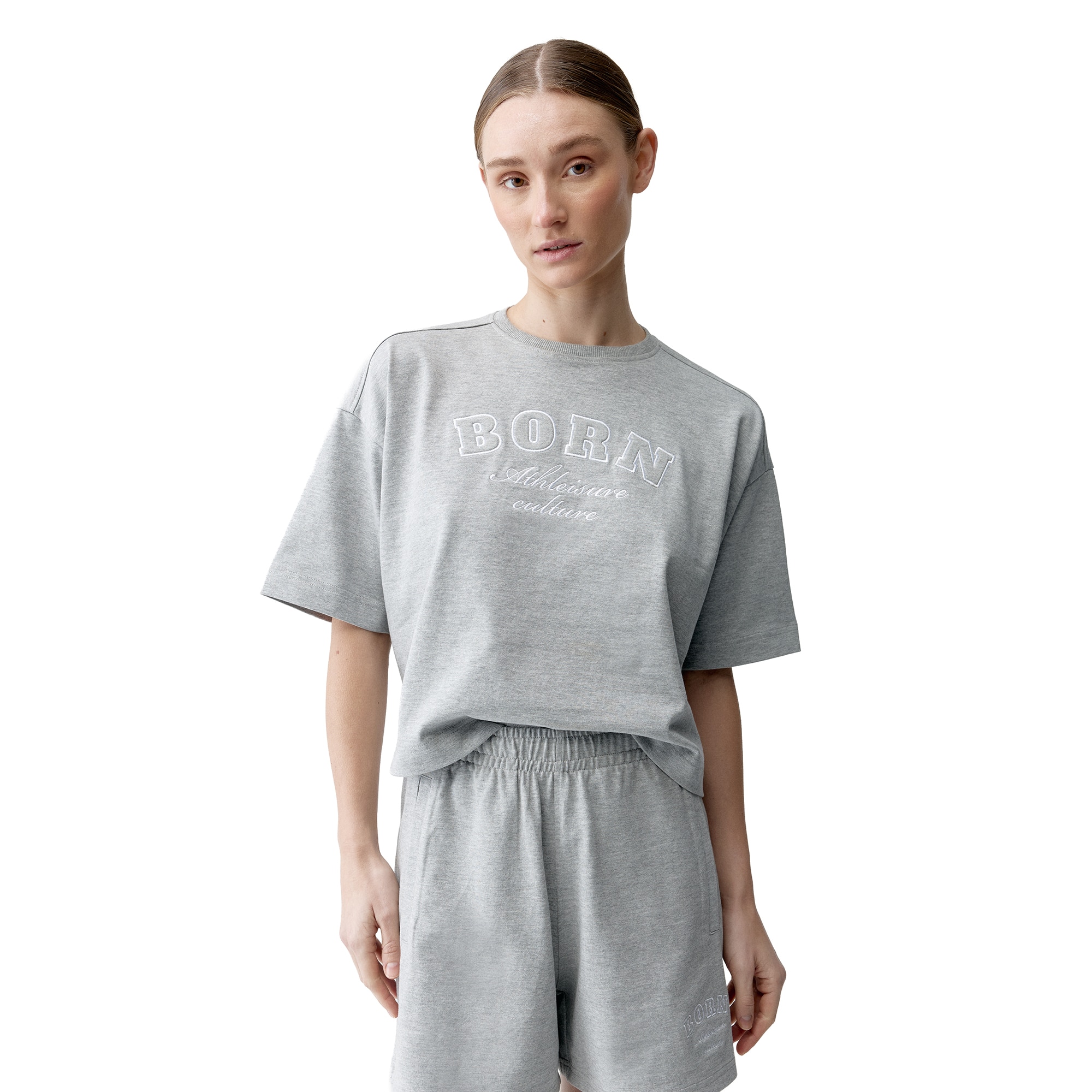Camiseta de mujer Court Born Living Yoga - Gris Gris-1