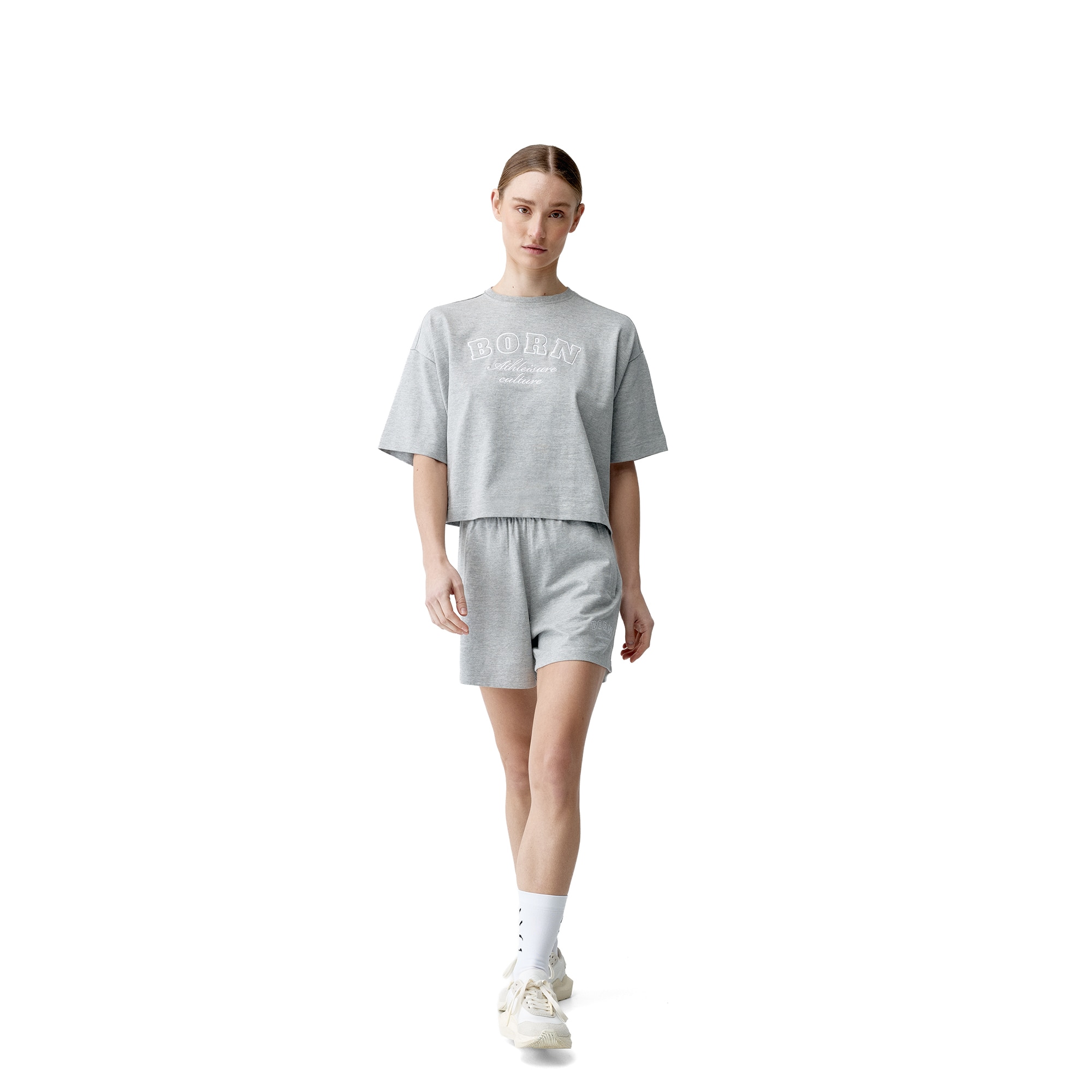 Camiseta de mujer Court Born Living Yoga - Gris Gris-5