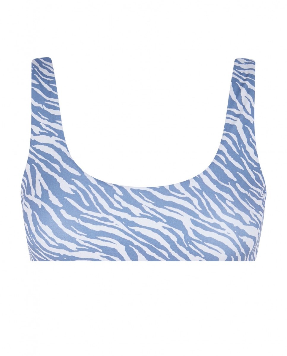Top de bikini Runner Waves sin foams - Robin Collection - Azul/Beige Azul/Beige-3