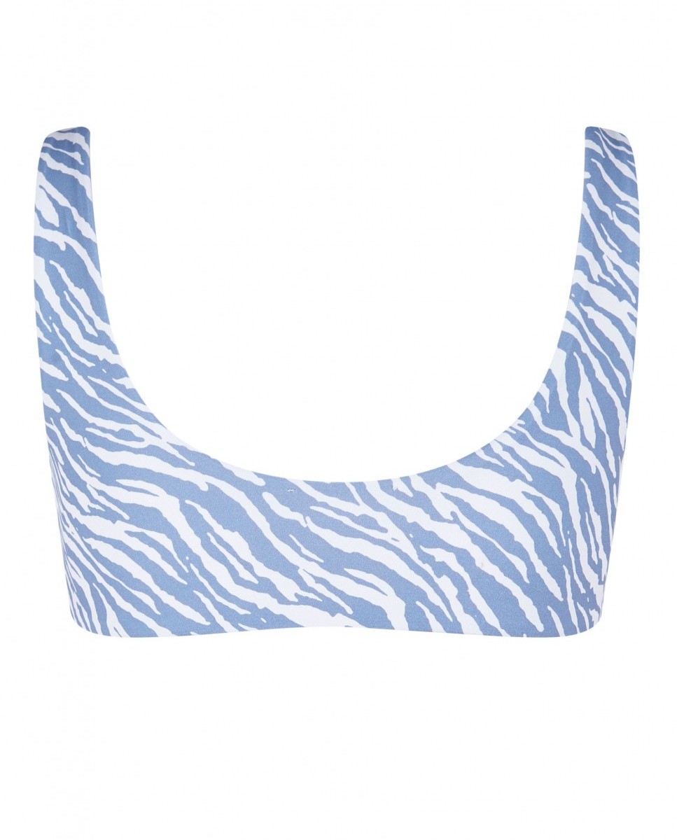 Top de bikini Runner Waves sin foams - Robin Collection - Azul/Beige Azul/Beige-4