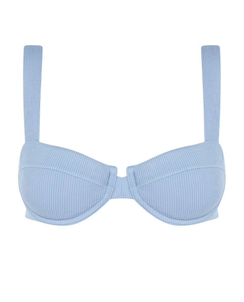 Top de bikini balconette Blue Stone con tejido estructura y foams extraíbles - Robin Collection - Azul claro Azul claro-5