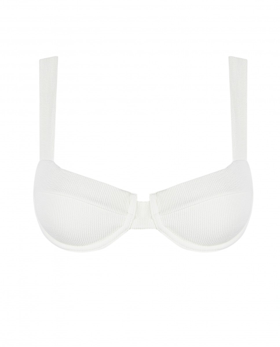 Sujetador de bikini balconette blanco con tejido estructurado y aro - Robin Collection - Blanco Blanco-3