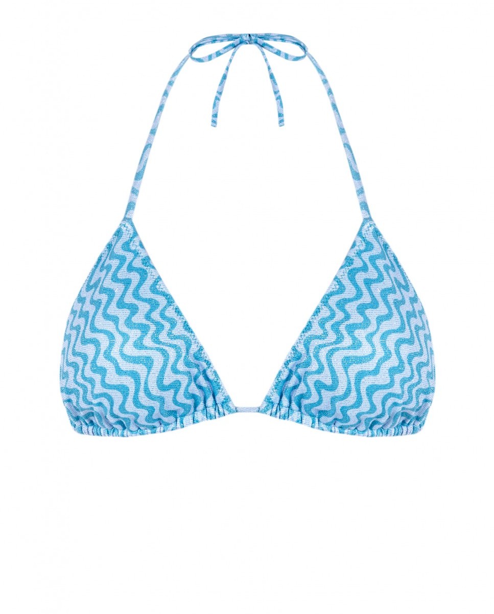 Top de bikini triángulo Lagoon con tejido lúrex, tirantes regulables y foams extraíbles - Robin Collection - Azul Azul-4