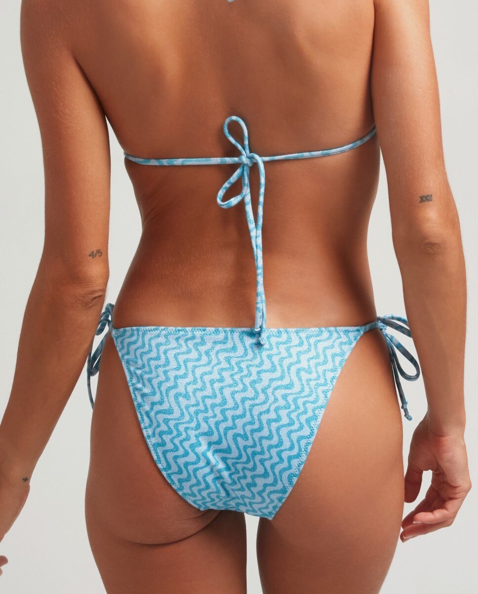 Braguita de bikini Lagoon con tejido lúrex, lazo y forro - Robin Collection - Azul Azul-2