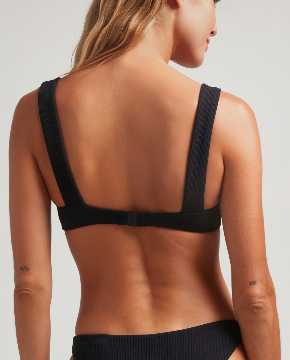 Sujetador de bikini balconette Nero con tejido estructurado y aro - Robin Collection - Negro Negro-2