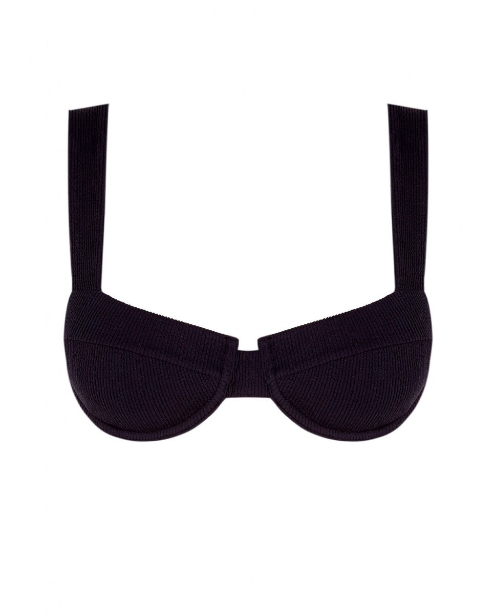 Sujetador de bikini balconette Nero con tejido estructurado y aro - Robin Collection - Negro Negro-4