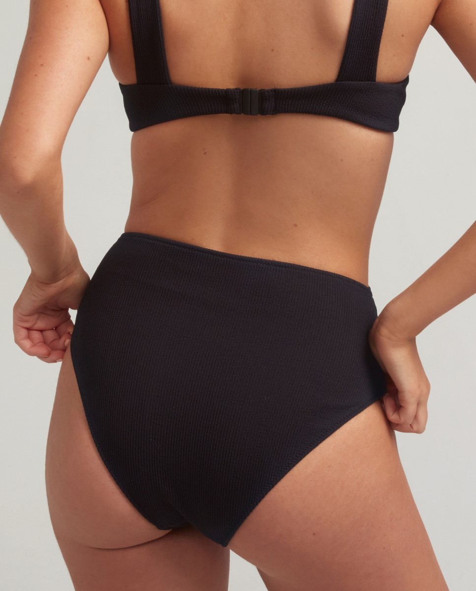 Braga de bikini alta negra con tejido estructurado - Robin Collection - Negro Negro-2