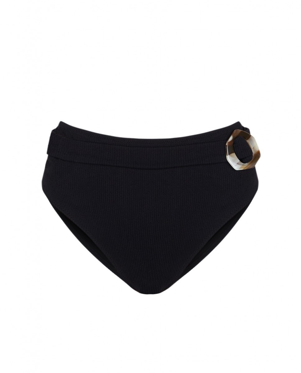 Braga de bikini alta negra con tejido estructurado - Robin Collection - Negro Negro-3