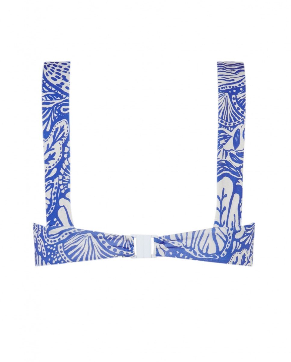 Top de bikini balconette con estampado floral - Robin Collection - Azul / Blanco Azul / Blanco-5