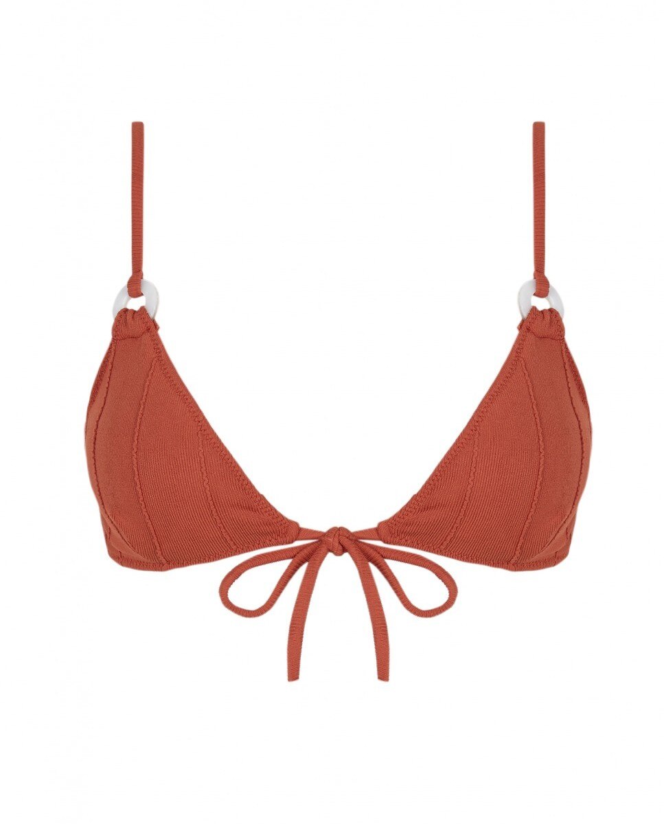 Sujetador de bikini Lace terracota con tejido estructurado y lazo - Robin Collection - Naranja Naranja-3