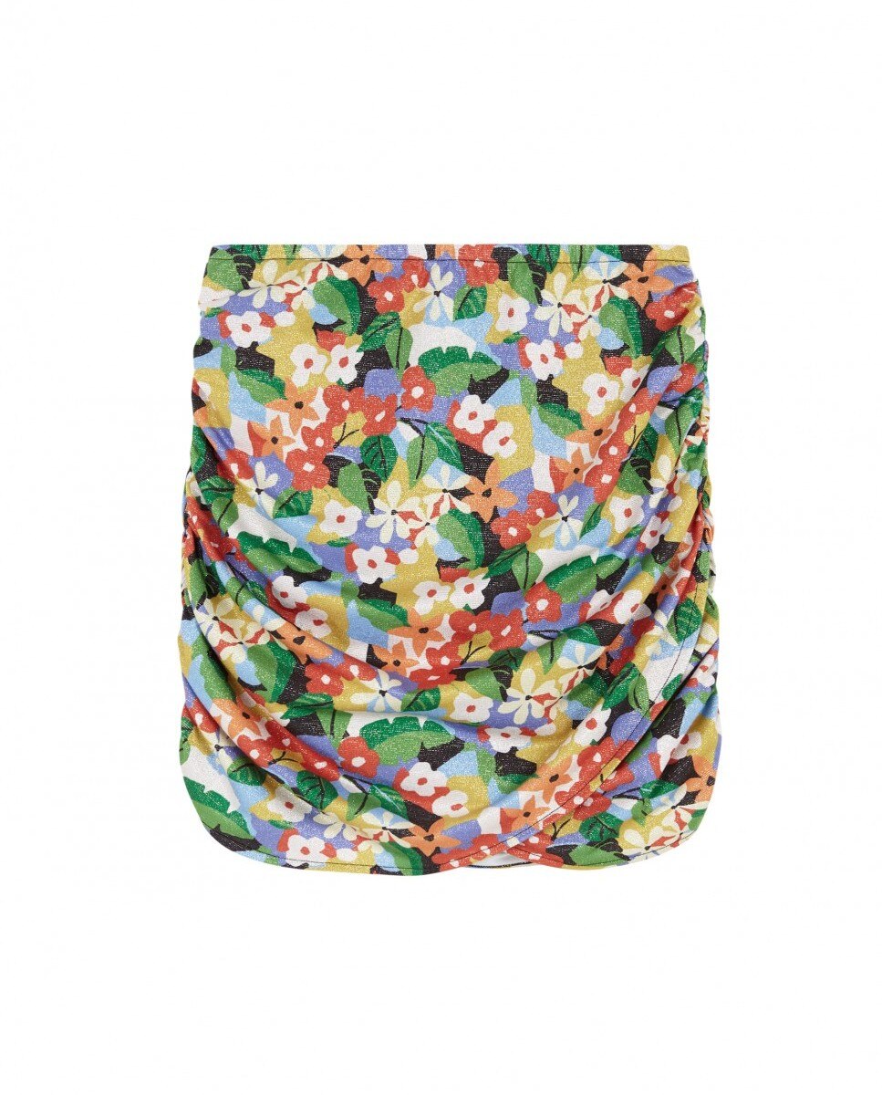 Falda corta Amazonia con tejido lurex y frunce - Robin Collection - Multicolor Multicolor-5