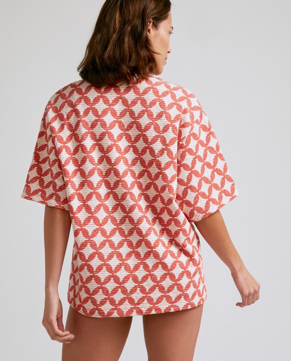 Camisa de playa de mujer Zama Red estampada - Robin Collection - Rojo / Blanco Rojo / Blanco-3