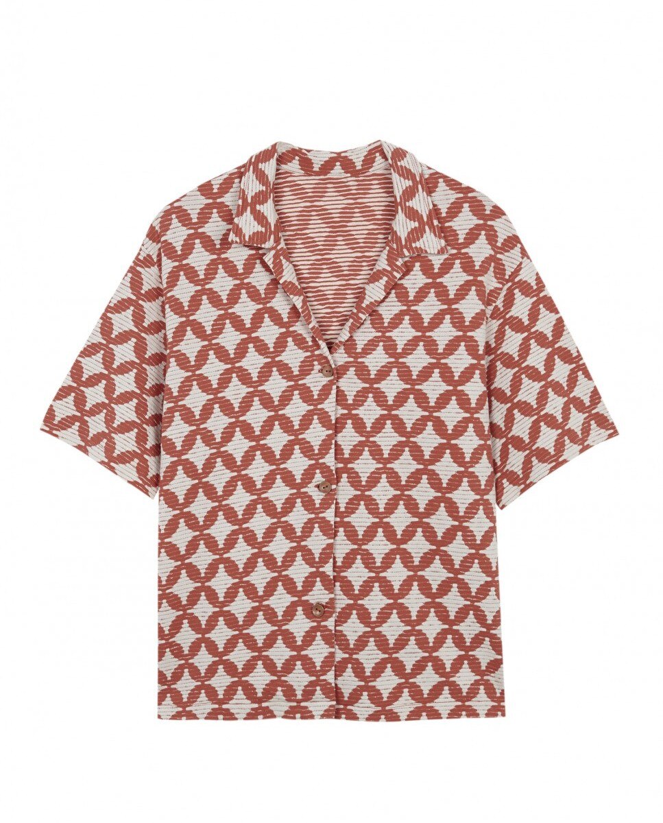 Camisa de playa de mujer Zama Red estampada - Robin Collection - Rojo / Blanco Rojo / Blanco-6