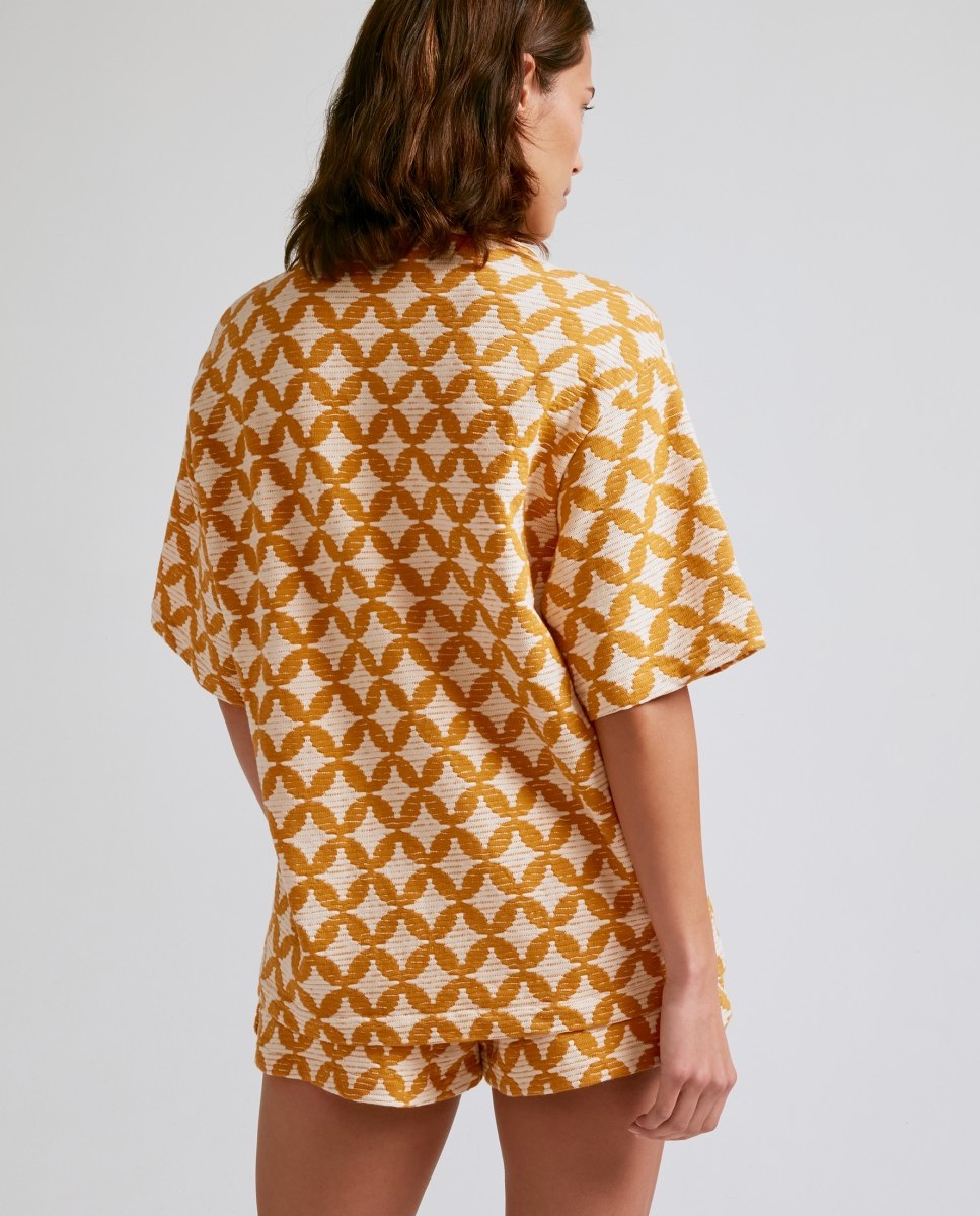 Camisa de playa de mujer Zama Red estampada - Robin Collection - Mostaza Mostaza-4