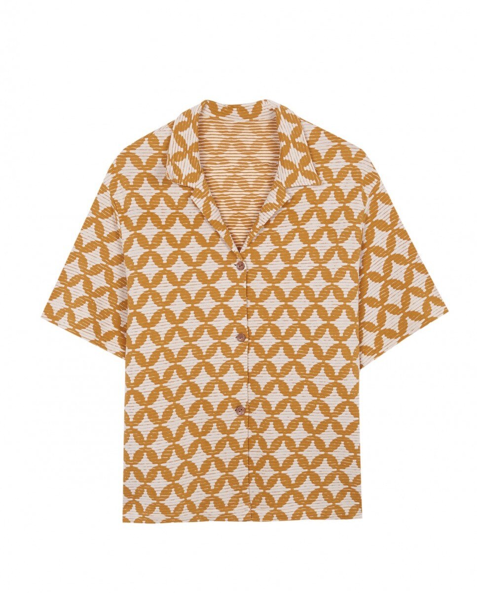 Camisa de playa de mujer Zama Red estampada - Robin Collection - Mostaza Mostaza-5