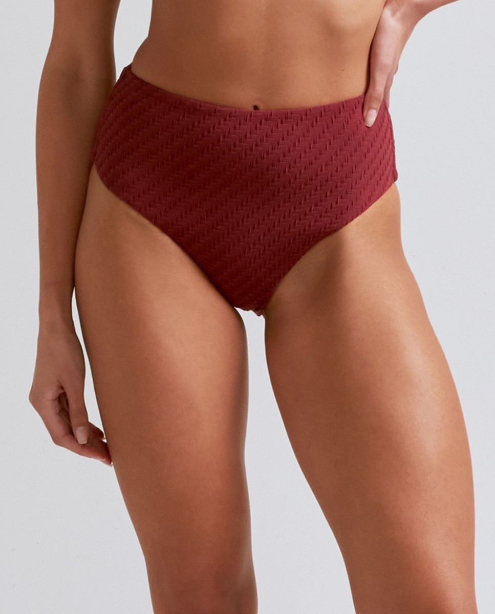 Robin Collection - Braguita Alta de Bikini Burdeos con estructura y forro.