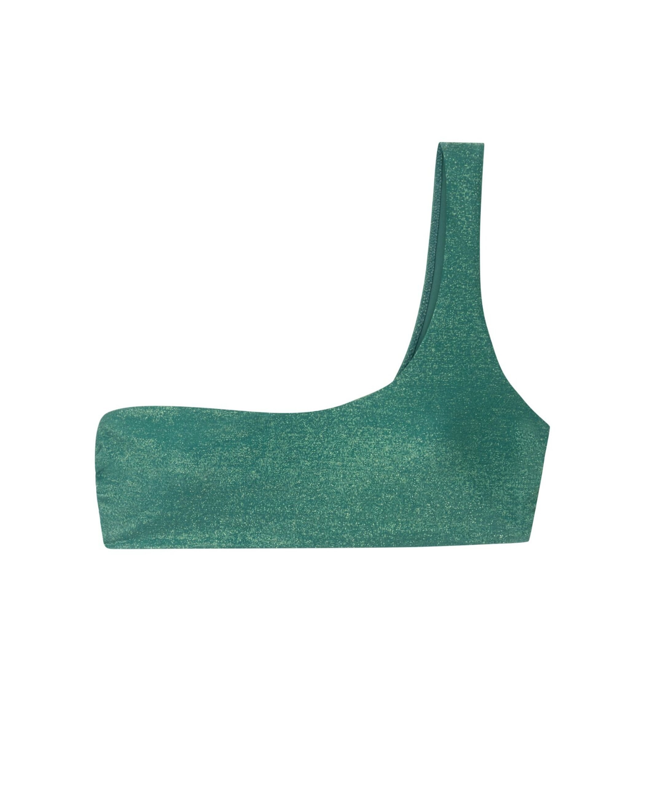 Top de bikini Bandeau LuckyGreen con tejido lúrex y foams extraíbles - Robin Collection - Verde Verde-3