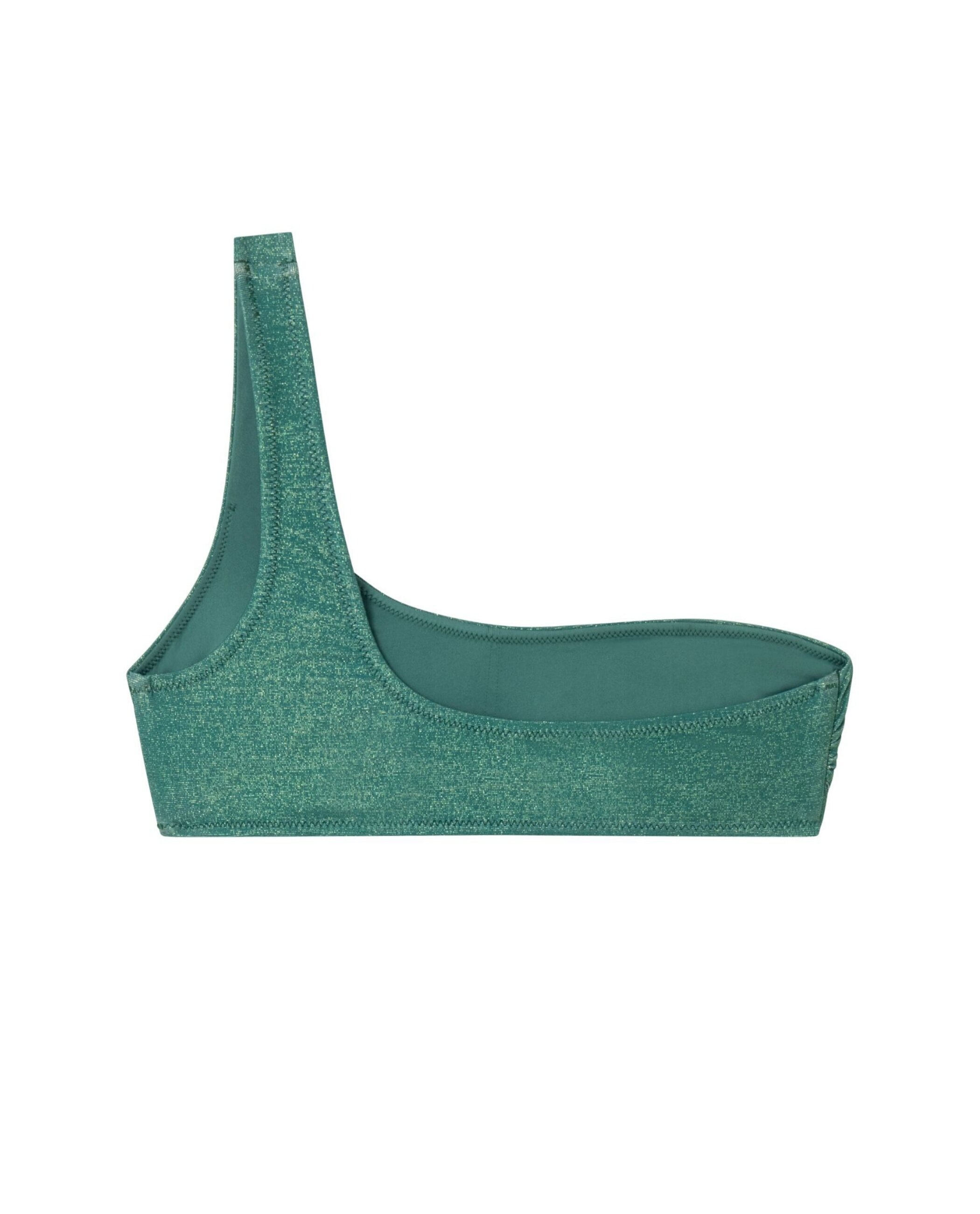 Top de bikini Bandeau LuckyGreen con tejido lúrex y foams extraíbles - Robin Collection - Verde Verde-4
