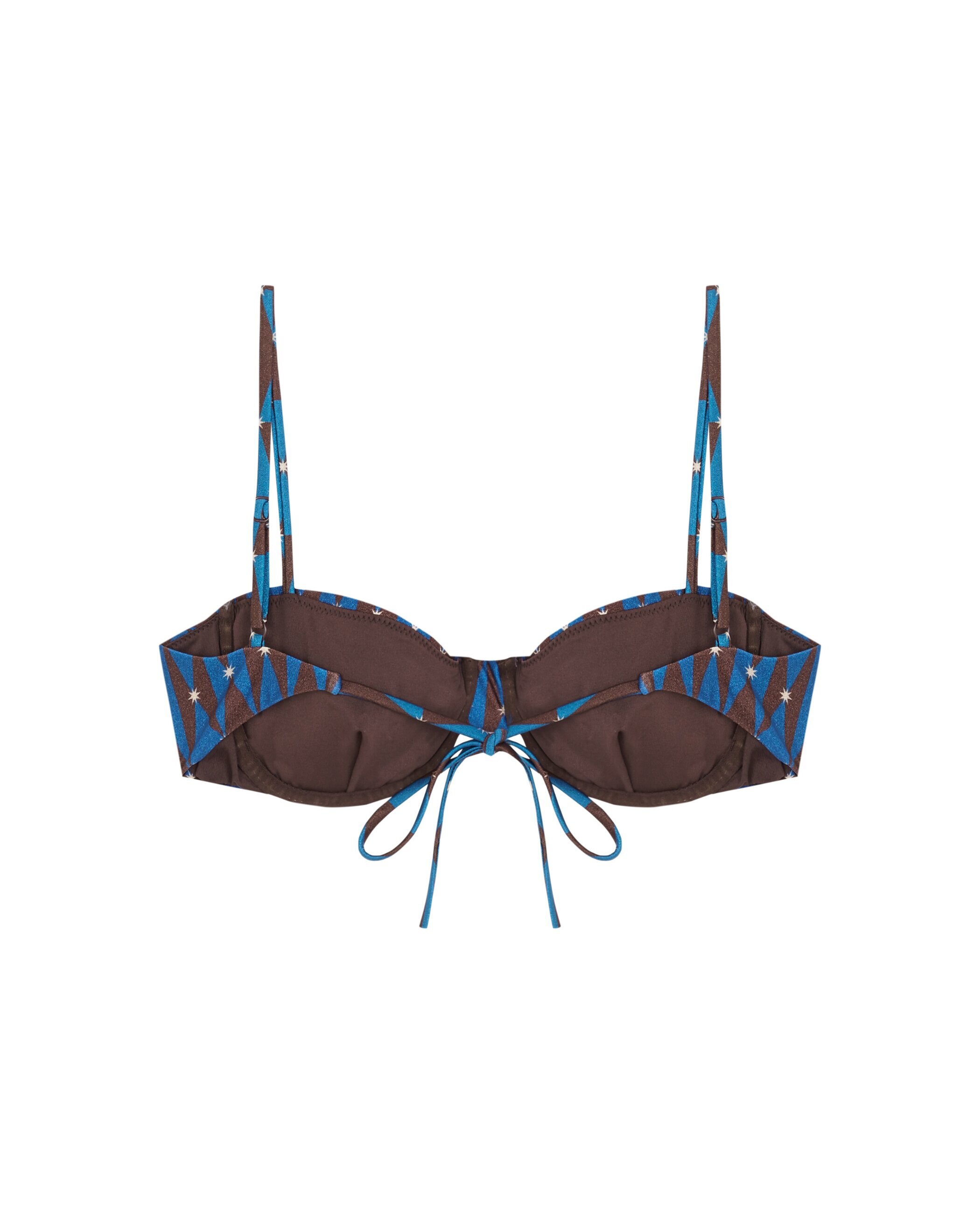 Top de bikini Balconette Vesper fruncido con tejido lúrex y foams extraíbles - Robin Collection - Azul marino / Naranja Azul marino / Naranja-4