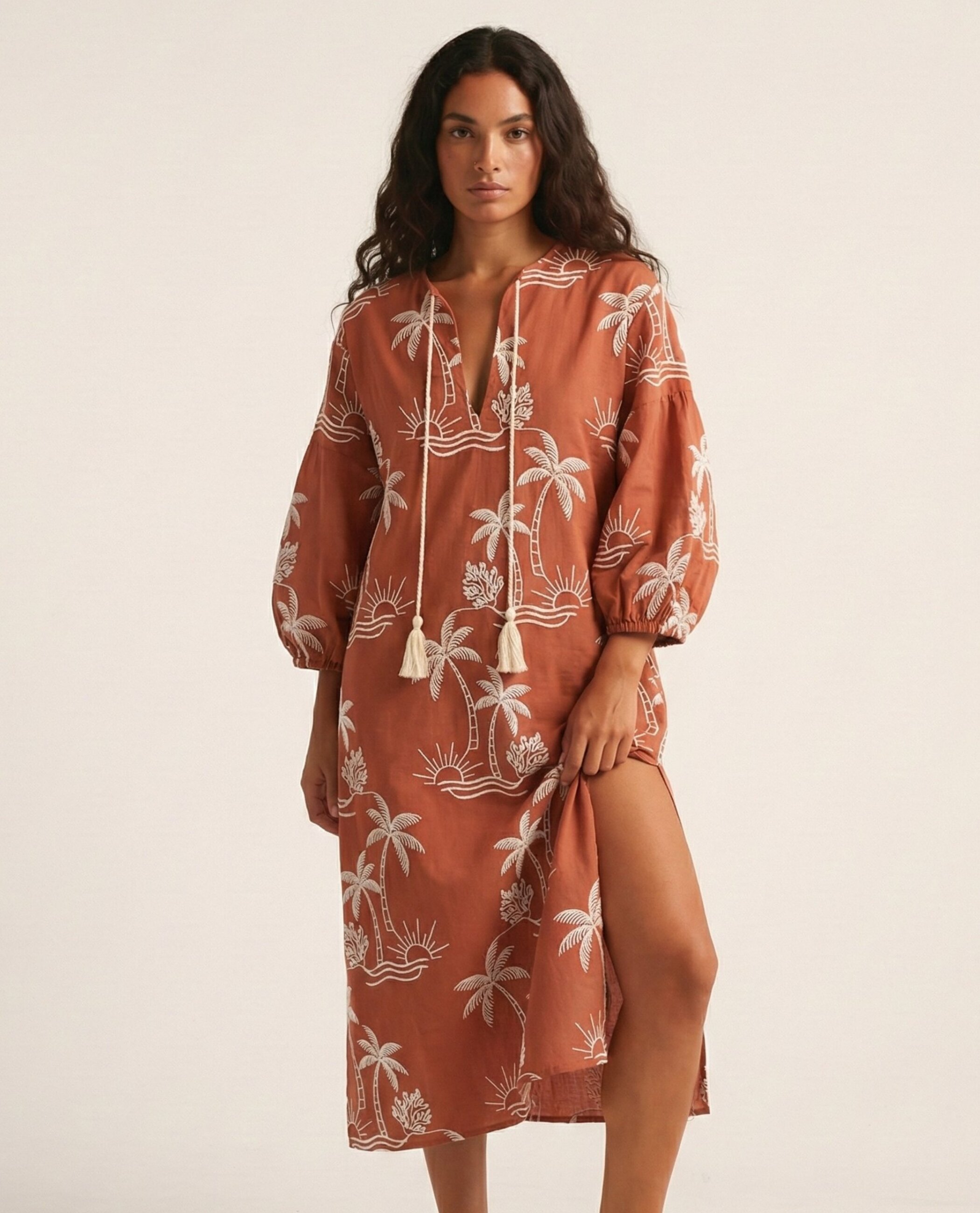 Vestido de playa de mujer Argile - Robin Collection - Terracota Terracota-1