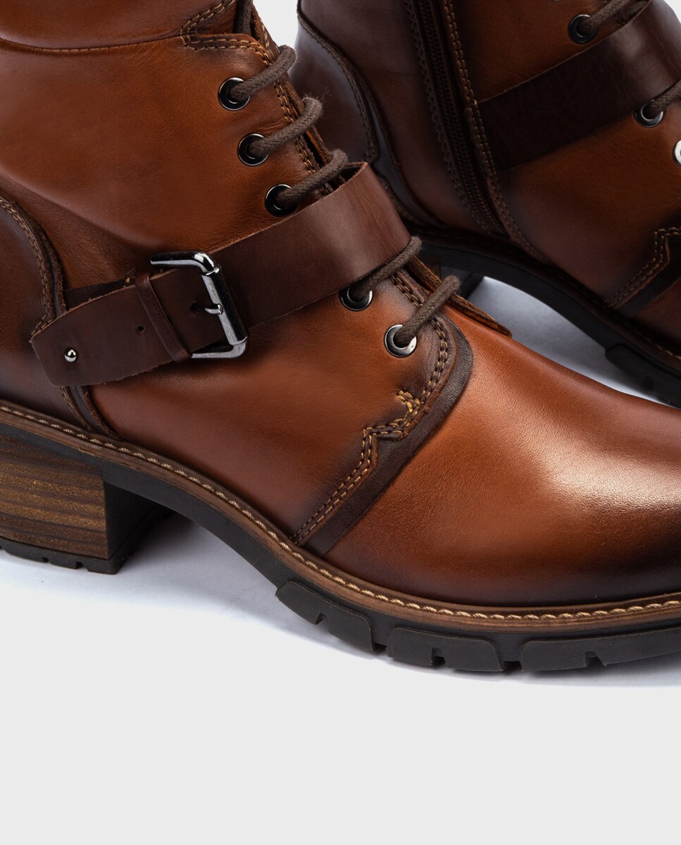 Cuero Pikolinos Zapatos Cordones Mujer Huesca Botines Mujer