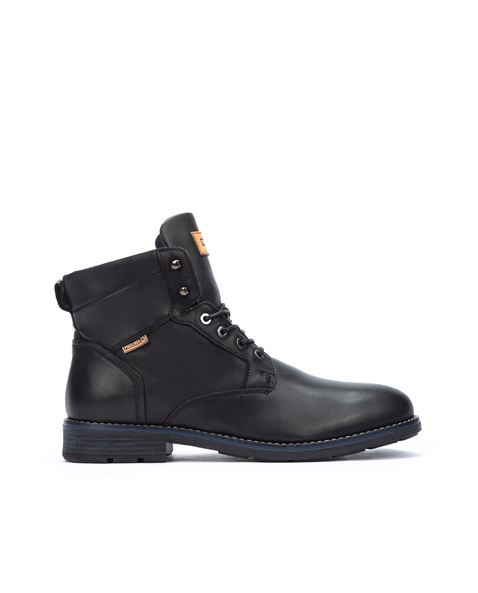 Imagen 1 de Botas de hombre de piel con cordones, cremallera lateral y forro de pelo - Pikolinos - Negro Negro