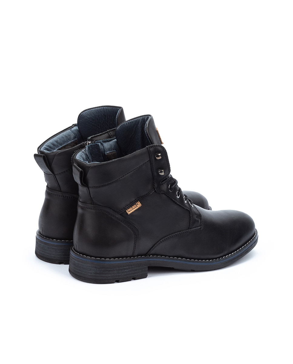 Imagen 3 de Botas de hombre de piel con cordones, cremallera lateral y forro de pelo - Pikolinos - Negro Negro