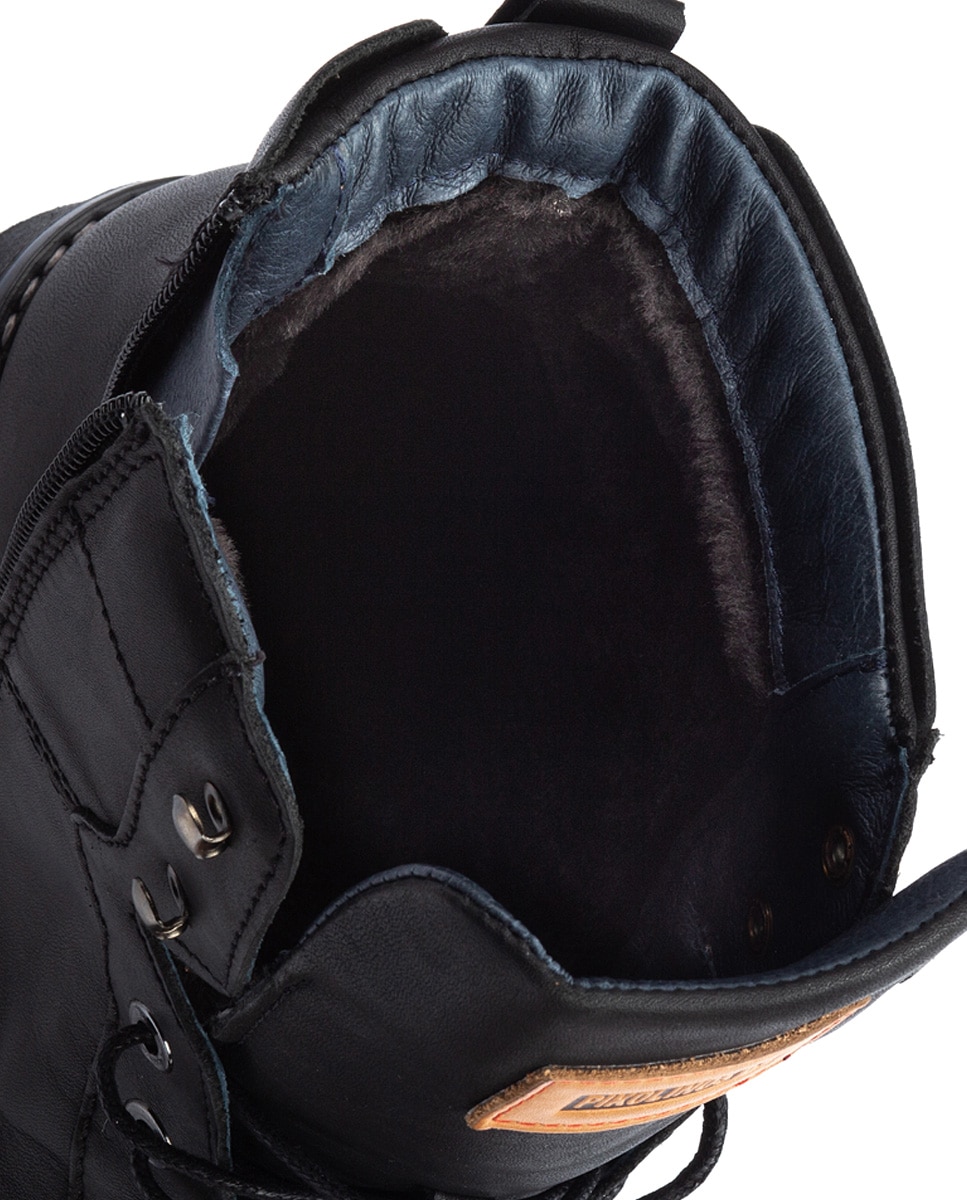 Imagen 4 de Botas de hombre de piel con cordones, cremallera lateral y forro de pelo - Pikolinos - Negro Negro