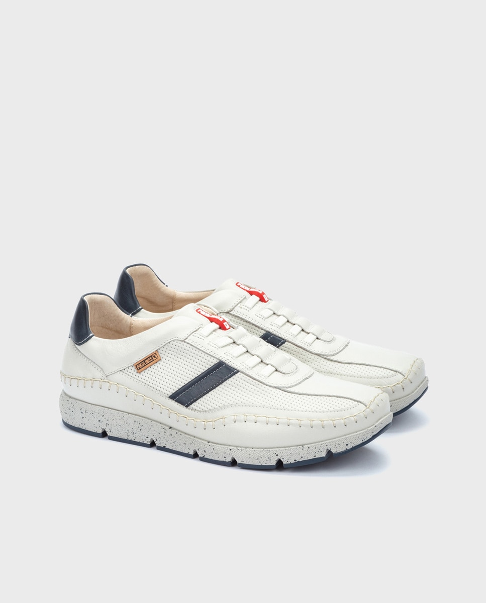 Imagen 3 de Zapatillas de hombre de piel con plantilla memory foam y suela extraligera - Blanco Blanco