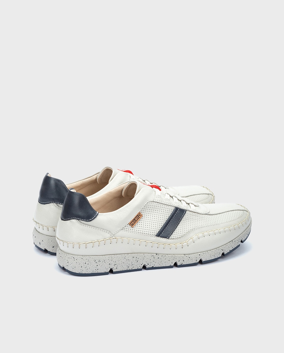 Imagen 2 de Zapatillas de hombre de piel con plantilla memory foam y suela extraligera - Blanco Blanco
