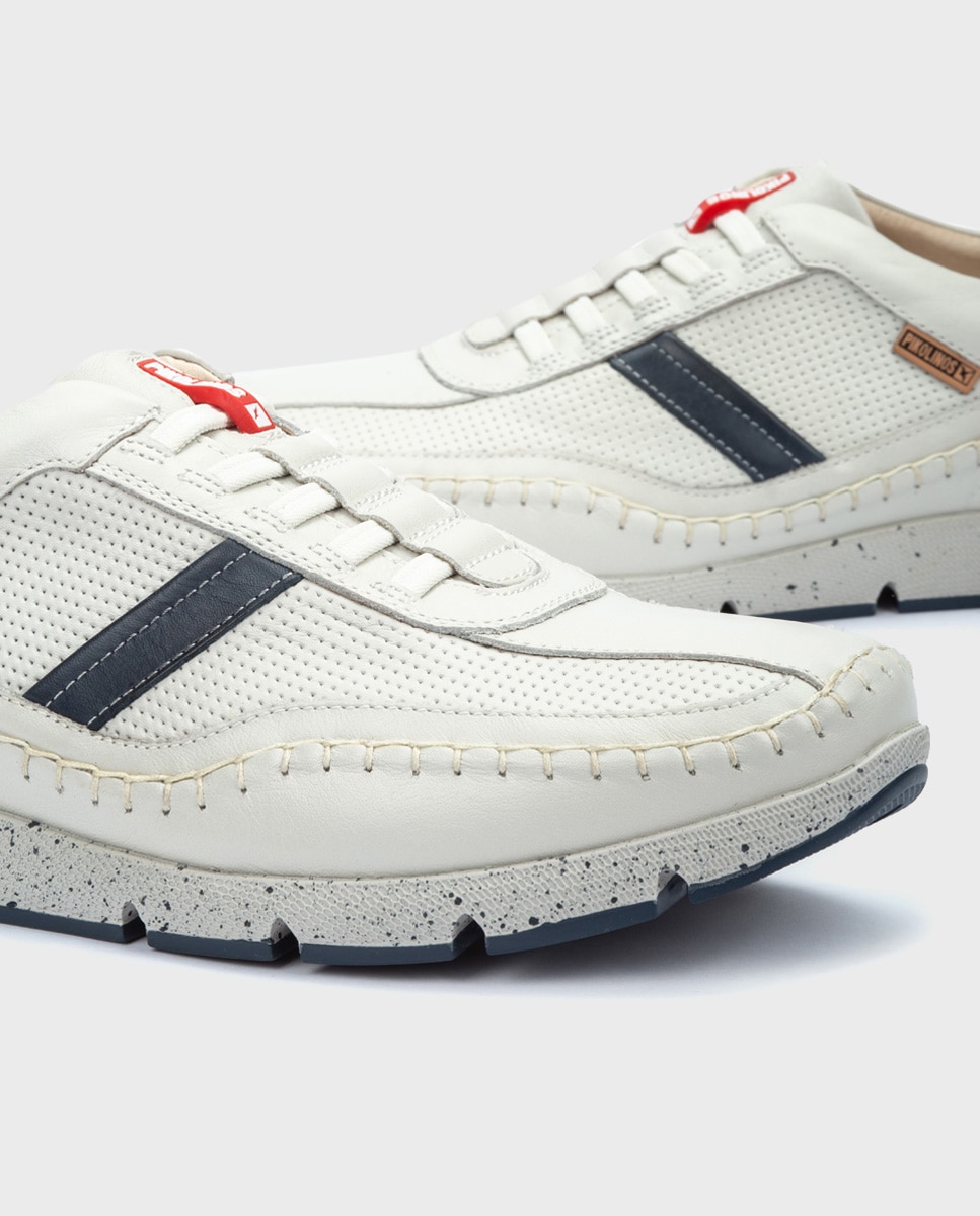 Imagen 4 de Zapatillas de hombre de piel con plantilla memory foam y suela extraligera - Blanco Blanco