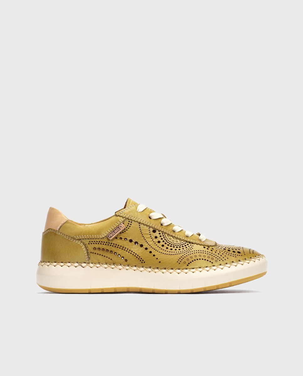 Pikolinos - Zapatillas de piel de mujer con cordones y plantilla extraíble.